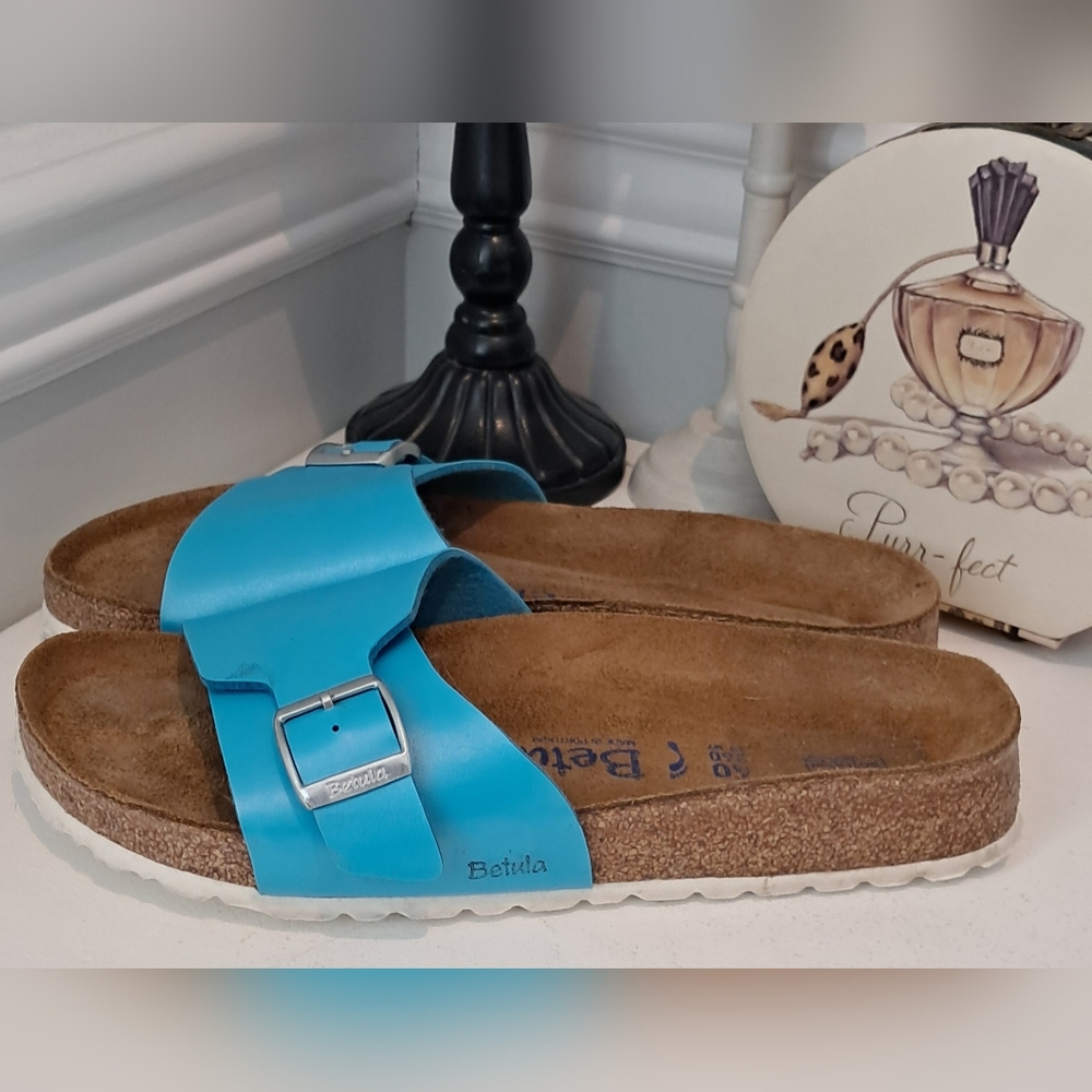 Betula By Birkenstock Turquiose Blue Slip On Sandals Sz 40/9-9.5 Pre-Owned - Picture 3 of 10